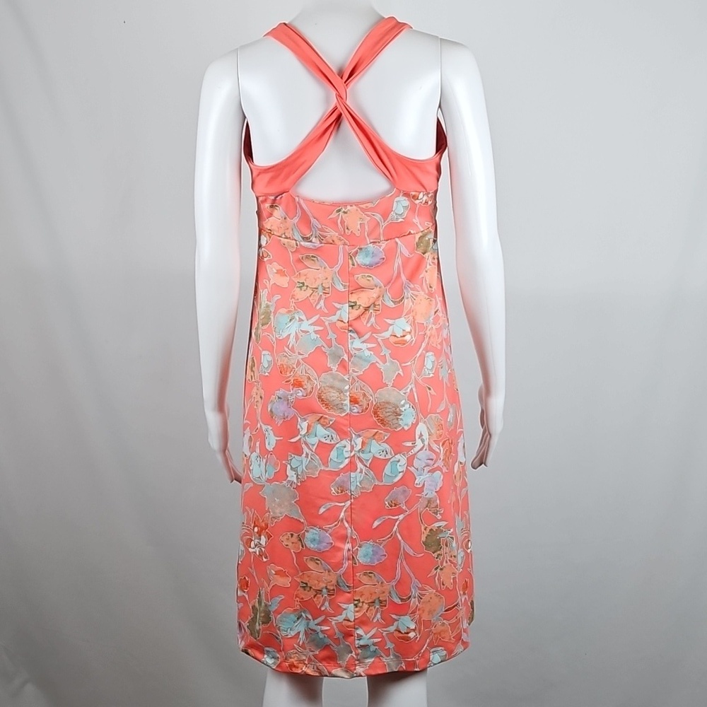 Patagonia Morning Glory Jersey Knit Coral Floral Print Crossback A Line Dress - Picture 7 of 16
